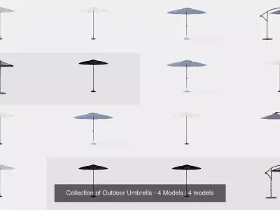 Collection of Outdoor Umbrella - 4 Models 3D Model Pack