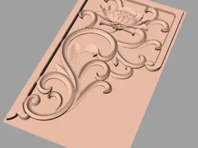 Decorative angle flower 3D STL model used for CNC router E056 3D model