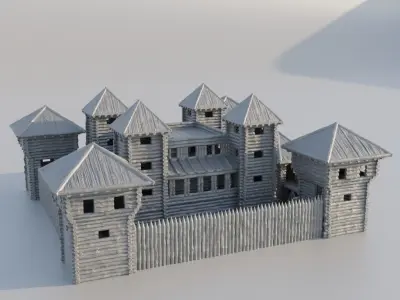 Small Wooden Fort Tabletop Terrain 28 mm 3D print model