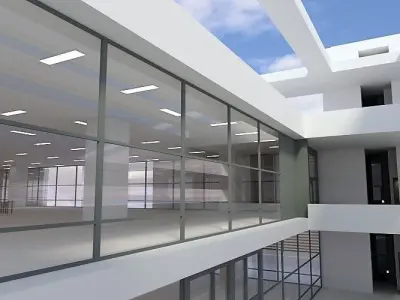 Building 7 office with sky 3D model
