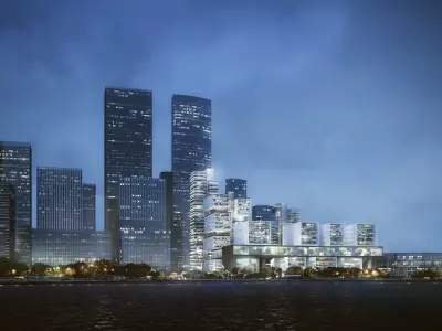 Waterfront Vertical Garden Towers Mixed-Use Complex 3D model