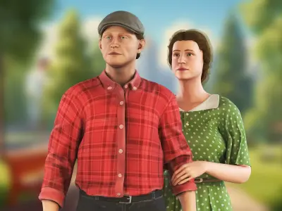 Soviet Citizens Low-poly 3D model