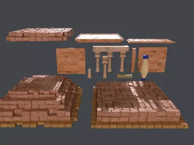 Ancient Egypt Temple Collection Low-poly 3D model