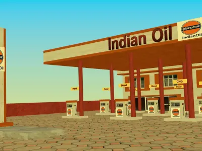 Indian City Petrol Pump 3D Model 3D model