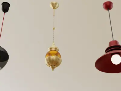 Ceiling Lamp Low-poly 3D model 9