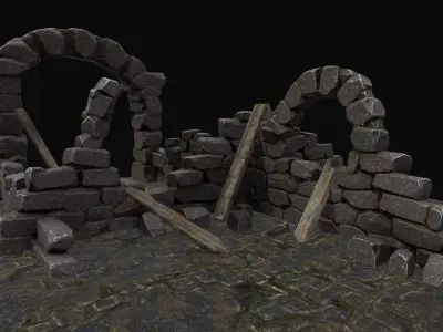 Ruin Set ruins Low-poly 3D model