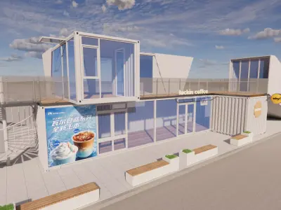 Container coffee shop-4 3D model