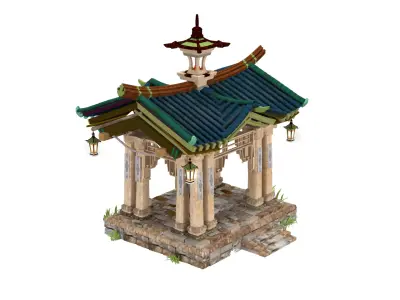 Japanese Pagoda 3D model  high-poly 3D model