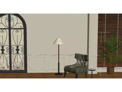 French velvet high back single chair 3D model
