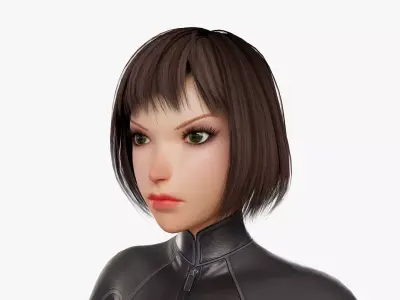 Cartoon Sci Fi Girl Low-poly 3D model
