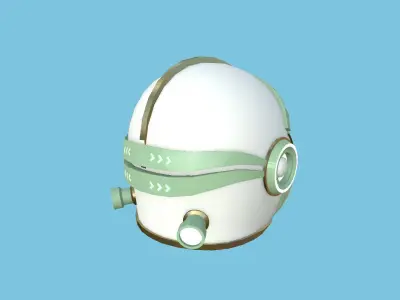 Astronaut Helmet 05 - Green Gold - Character Design Fashion Low-poly 3D model