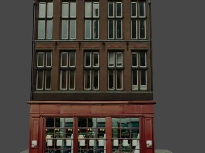 building 6 with windows and doors Low-poly 3D model
