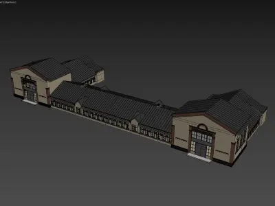 Modern Educational Facility Building with L-Shaped Layout 3D model