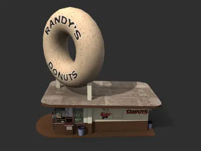 Randys Donuts Restaurant Low-poly 3D model