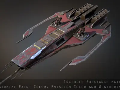 Phalanx Corvette Low-poly 3D model