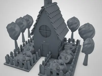 Cartoon House Free low-poly 3D model