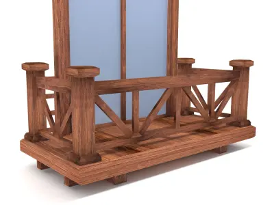 wooden window Low-poly 3D model shop