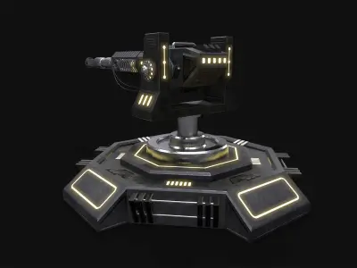 Low Poly Sci-Fi Turret V2 UPDATED Low-poly 3D model