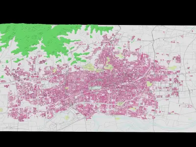 Jinan  City urban planning maquett  building Terrain 3D model