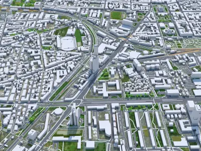 Zagreb Downtown Croatia Low-poly 3D model