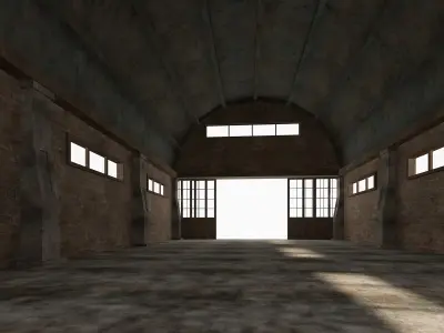 Low poly Warehouse Old interior and exterior 2 Low-poly 3D model