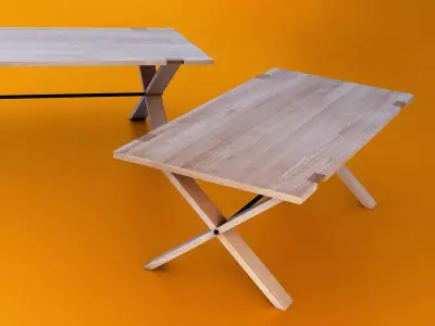 Oxymore wooden dining table with cross legs 3D model