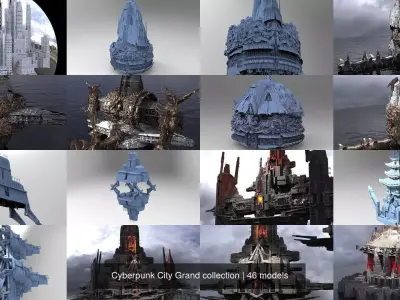 Cyberpunk City Grand collection 3D Model Pack