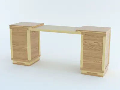table wooden desk with drawers 3D model