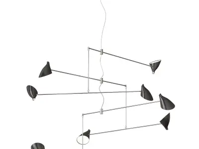 Hanging modern chandelier with four arms 3D model