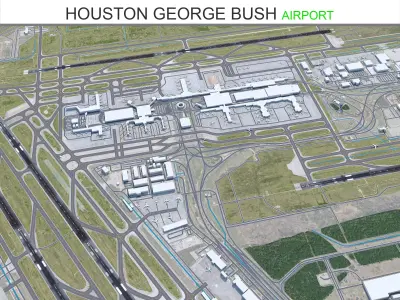 Houston George Bush Airport  15km Low-poly 3D model