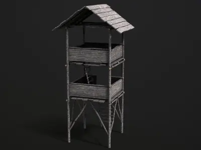  Improvised Wooden Watchtower Low-poly 3D model