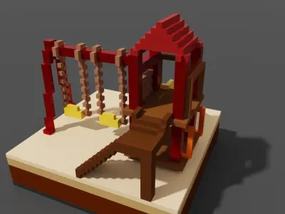 Voxel Child Park Low-poly 3D model