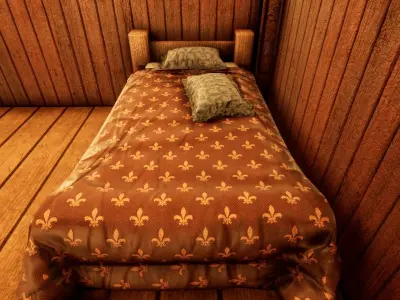 Single Bed Game Asset Free low-poly 3D model