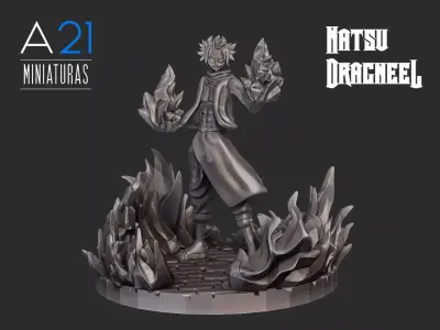 Natsu Dragneel 3D Model NOW WITH BASE 3D print model