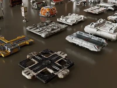 Space Colony City Props Kitbash KIT 3D model