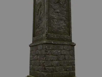 column four stone pillars Low-poly 3D model