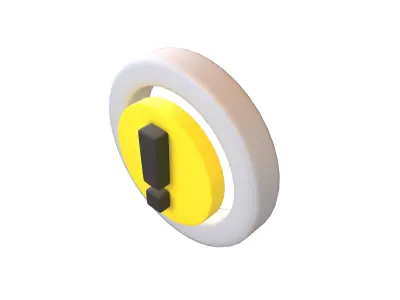 Battery Circle with Exclamation Mark Symbol v1 001 Low-poly 3D model