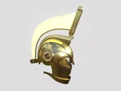 SciFi Spartan Helmet 08 Gold - Character Design Low-poly 3D model
