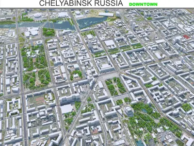 Chelyabinsk Downtown Russia Low-poly 3D model