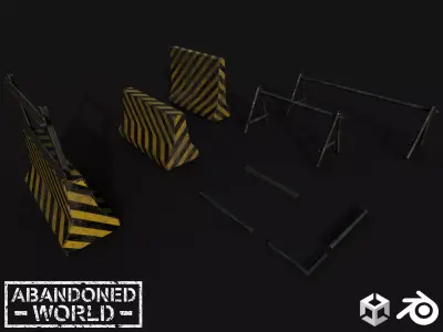 Metal and Concrete Barriers Free low-poly 3D model