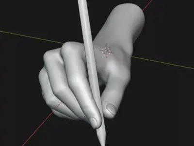 Artist Mannequin Hand Holding Pencil 3D model