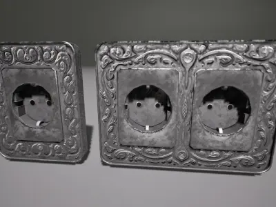 Silver Outlets and Switches Low-poly 3D model