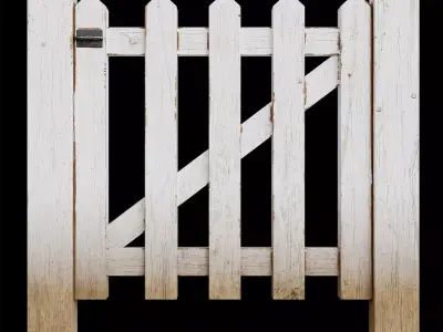 small gate in aged wood scales 1-1 and 1-32 3D model