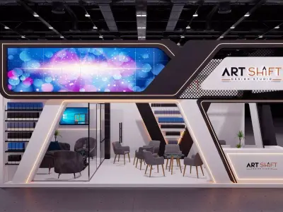 Exhibition booth stand 4 x 8m 3D model