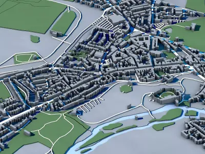 Warwick Cityscape England Warwickshire Architecture 3D model