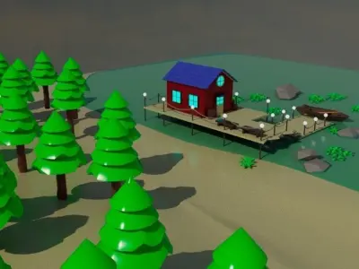 low poly house  Free low-poly 3D model