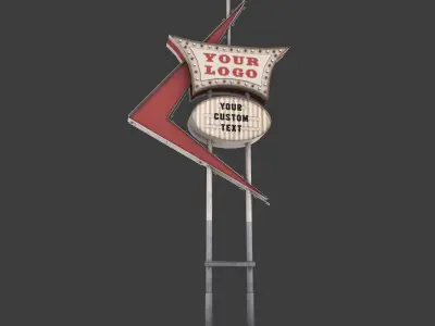 Four Aces Movie Set Sign Low-poly 3D model