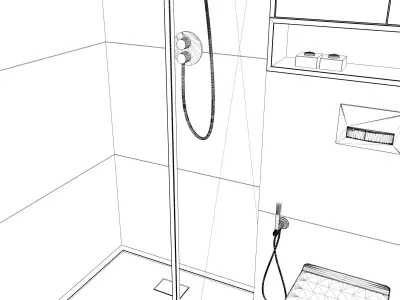 Simple but cozy shower room 3D model