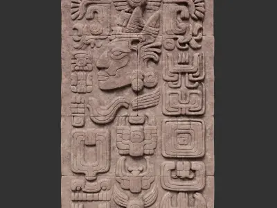 High poly Yellow Mayan Temple Wall 230719 3D model