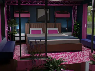 Bedroom Pink Young Dream Low-poly 3D model